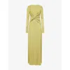 Nanushka Rozal Draped Long-sleeved Maxi Dress In Pistachio
