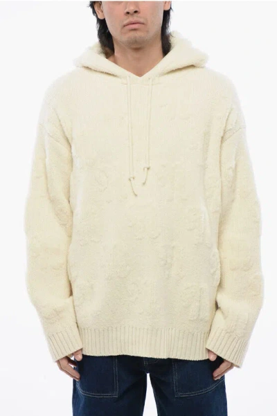 Nanushka Wool And Nylon Camal Sweater With Hood In White
