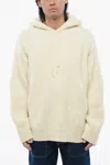 Nanushka Wool And Nylon Camal Sweater With Hood In White