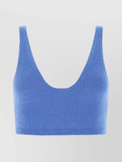 Nanushka Wool Blend Cropped Knit Top In Blue