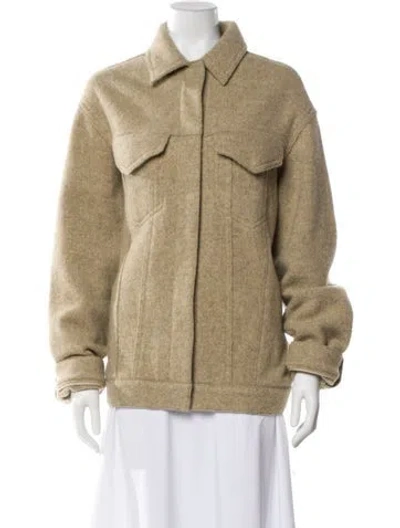 Pre-owned Nanushka Wool Faux Fur Jacket In Neutral