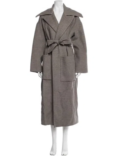 Pre-owned Nanushka Wool Houndstooth Print Coat In Black/grey