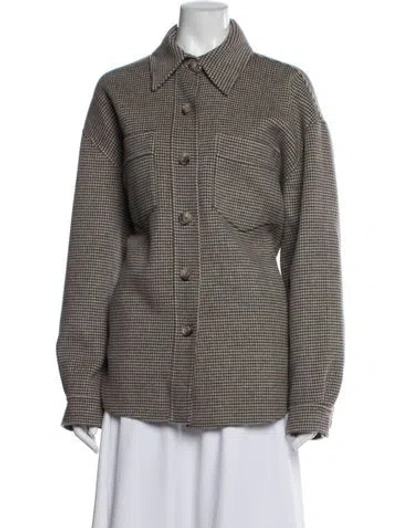 Pre-owned Nanushka Wool Houndstooth Print Jacket In Brown