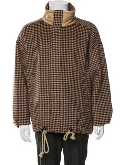 Pre-owned Nanushka Wool Houndstooth Print Jacket In Brown