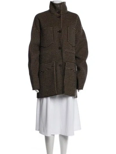 Pre-owned Nanushka Wool Houndstooth Print Jacket In Neutrals