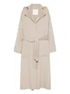 Nanushka Wool-silk Belted Coat In Neutral
