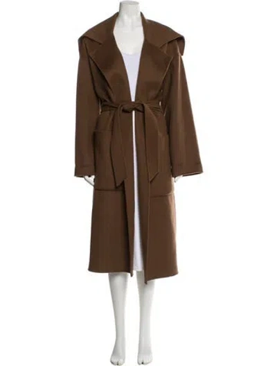 Pre-owned Nanushka Wool Trench Coat In Brown