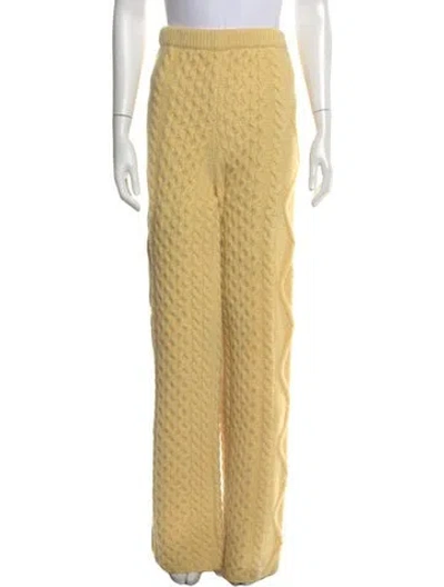 Pre-owned Nanushka Wool Wide Leg Pants In Yellow