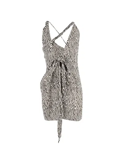 Pre-owned Nanushka Wrap Crinkled Mini Dress In Neutral