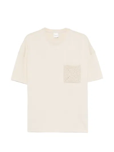Nanushka Wren Origami Crochet-pocket T-shirt In Neutral