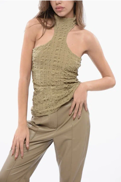 Nanushka Wrinkled Effect Halter Neck Marinde Top In Brown