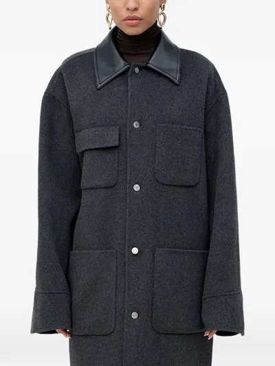 Nanushka Wylder Buttoned Coat In Blue