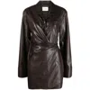 Nanushka Xaviera Okobor Wrap Mini Dress In Brown