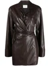 Nanushka Xaviera Okobor Wrap Mini Dress In Brown