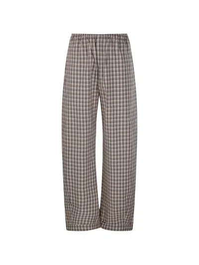 Nanushka Yayoi Check Trousers In Gray