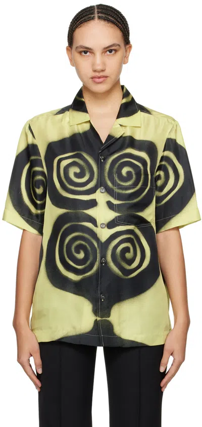 Nanushka Yellow & Black Bodil Shirt In Spiral Spray