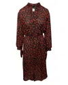 Nanushka Zahara Pussy Bow Printed Midi Dress In Black Print Polyester In Black