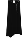 Nanushka Zella Georgette Asymmetric Midi Skirt In Schwarz