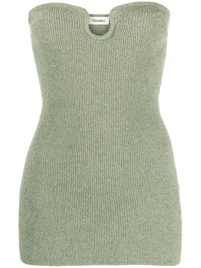 Nanushka Zessa Short-pile Tube Top In Green