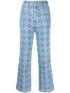 Nanushka Zoey Monogram-pattern Kick-flare Jeans In Blue