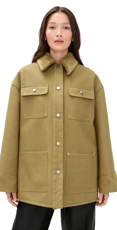 Nanushka Zonta Jacket Yellow Khaki In Brown
