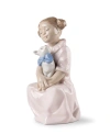 Nao By Lladro Girl With Little Cat Figurine In Multi
