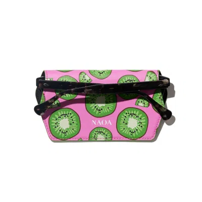 Naoa Women's Green / Pink Slim Glasses Case Kiwi In Green/pink