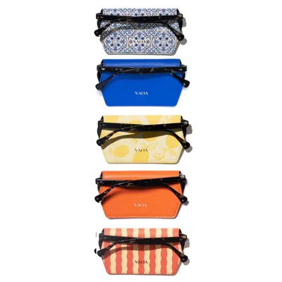 Naoa Women's Orange / Blue Family Five Pack Slim Glasses Case - Amalfi, Royal, Lemons, Tangerine, Dunes In Orange/blue