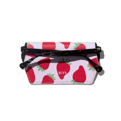 Naoa Women's Pink / Red Slim Glasses Case Strawberry In Pink/red