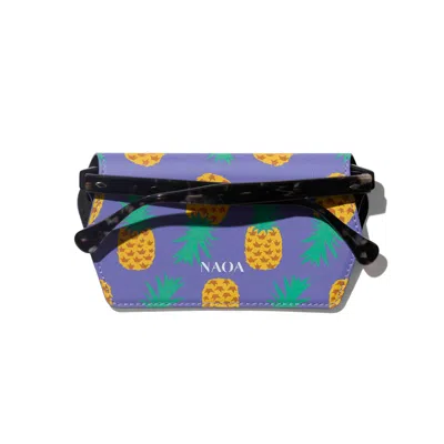 Naoa Women's Purple / Yellow Slim Glasses Case Pineapple In Purple/yellow