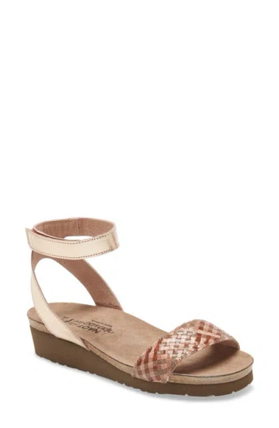 Naot Abbie Ankle Strap Sandal In Natural/rose Gold Leather