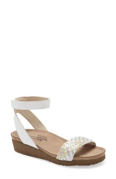 Naot Abbie Ankle Strap Sandal In White Metallic/pearl Leather