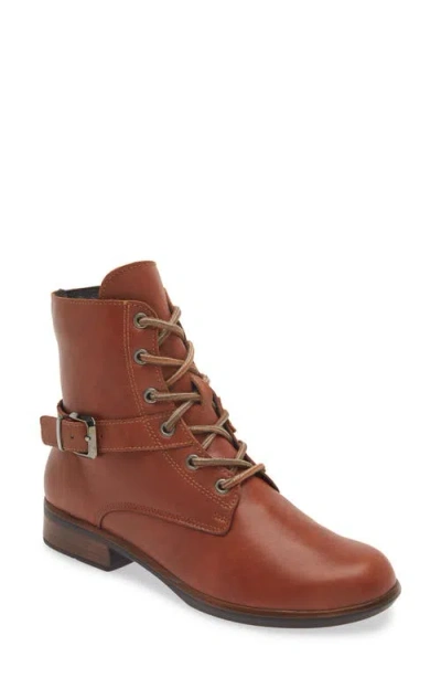 Naot Alize Zip Combat Boot In Brown Peanut Leather