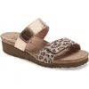 Naot Althea Slide Sandal In Cheetah/rose Gold Leather