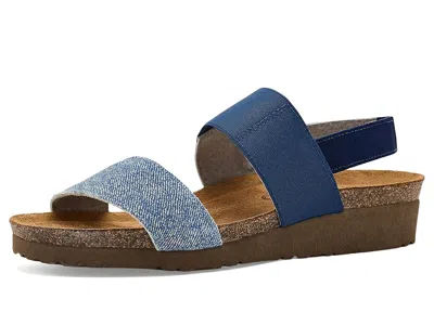 Naot Amy Women's Wedge Shoes Denim Washed Suede/navy Elastic: Eu 35 (us Women's 4) M In Blue