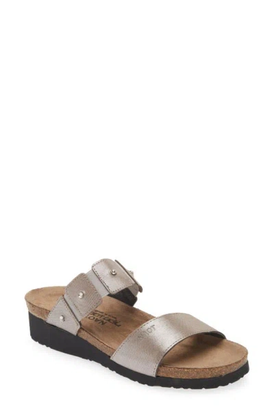 Naot 'ashley' Sandal In Silver Threads Leather