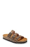 Naot Austin Water Repellent Slide Sandal In Tan Zebra Leather