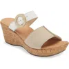 Naot Breezy Platform Wedge In Beige Nubuck/white Leather