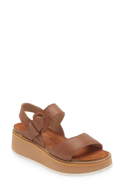 Naot Crepe Platform Sandal In Caramel Leather