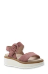 Naot Crepe Platform Sandal In Rose Suede