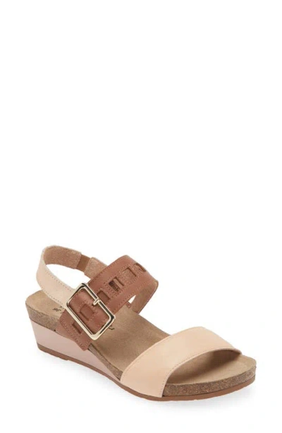 Naot Dynasty Wedge Sandal In Pale Blush/ Caramel/ Gold