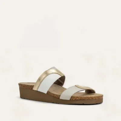 Naot Frankie Sandals Women's 9 White Gray Leather Comfort Slip On Slide Khd2027