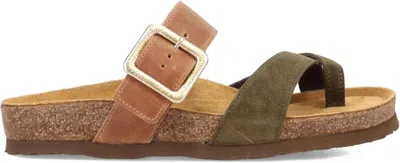 Naot Fresno Slide Sandal In Latte Brown/oily Olive