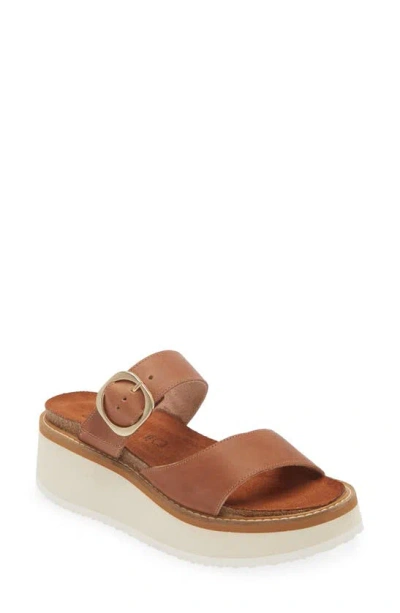 Naot Halvah Platform Wedge Sandal In Latte Brown Leather
