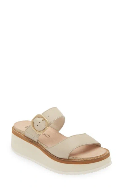 Naot Halvah Platform Wedge Sandal In Soft Ivory Leather