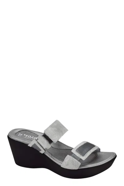 Naot Impulse Treasure Wedge Sandal In Silver Snake In Multi
