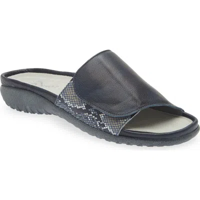 Naot Ipo Slide Sandal In Soft Ink Leather/navy Python