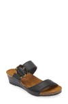 Naot Kingdom Wedge Slide Sandal In Jet Black Leather