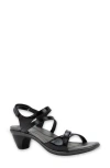 Naot Limit Slingback Sandal In Black Crinkle Patent Leather