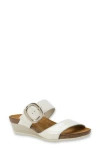 Naot Magic Wedge Sandal In Ivory Crinkle Patent Leather